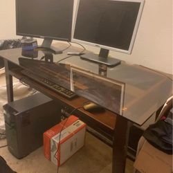 Pier 1 imports brown glass desk