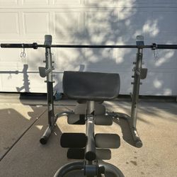 Gold's Gym XRS 20 Adjustable Bench, rack cap 45Lb Olympic barbell 7ft $200