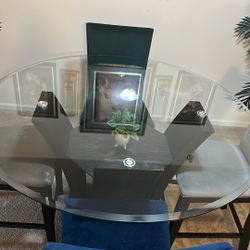 Cosmopolitan 5 Piece Black & Multicolored Upholstered Round Counter Height Dining Set