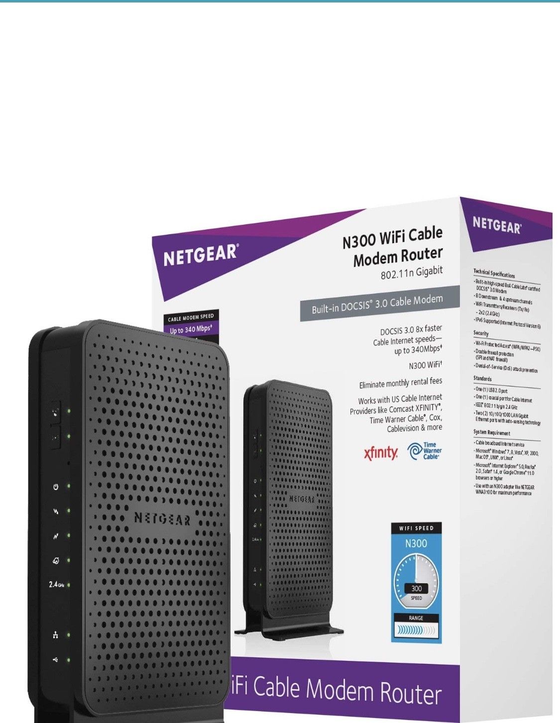 Netgear N300 WiFi Cable Modem Router