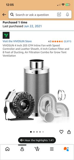 Vivosun air filtration kit