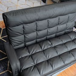 Floor lounger/loveseat couch faux black leather