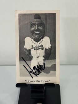 Vintage Homer The Brave Atlanta Braves Mascot Autographed Photo Rare!