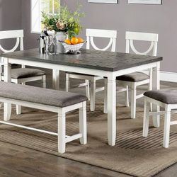 6PC Gray/White Wood Dining Set *BRAND NEW*