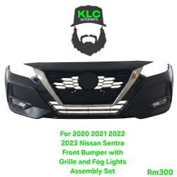 For 2020 2021 2022 2023 Nissan Sentra Front Bumper with Grille and Fog Lights Assembly Set