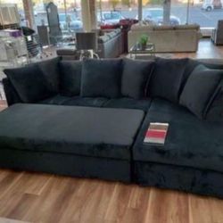 New Super Comfy All Black Or Black And Gray Sectional Sofa Couch *Ottoman Sold Separately*