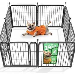 Dog Playpen for Indoor, Yard, RV Camping, 24 inch Tall 8 Panels for Small and Puppy Dogs, Black