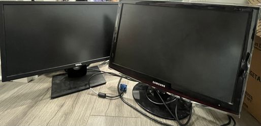 (2) WORKING Samsung 22” Syncmaster T220 LCD And Dell 24” E2417H W-LED Monitor With Stands