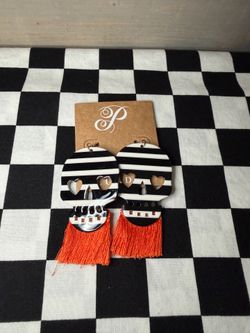 Plunder Striped Skull Earrings