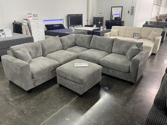 Grey Sectional Sofa With Ottoman