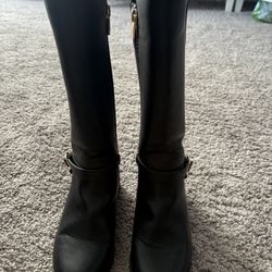 Black Leather Kids Boots