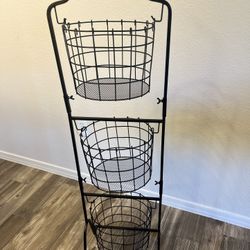 MIKASA 3 Tiered Standing Storage Rack with Metal Baskets