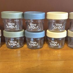 Used (6)WeeSprout Glass Baby Feeding Jars, 4 ounces