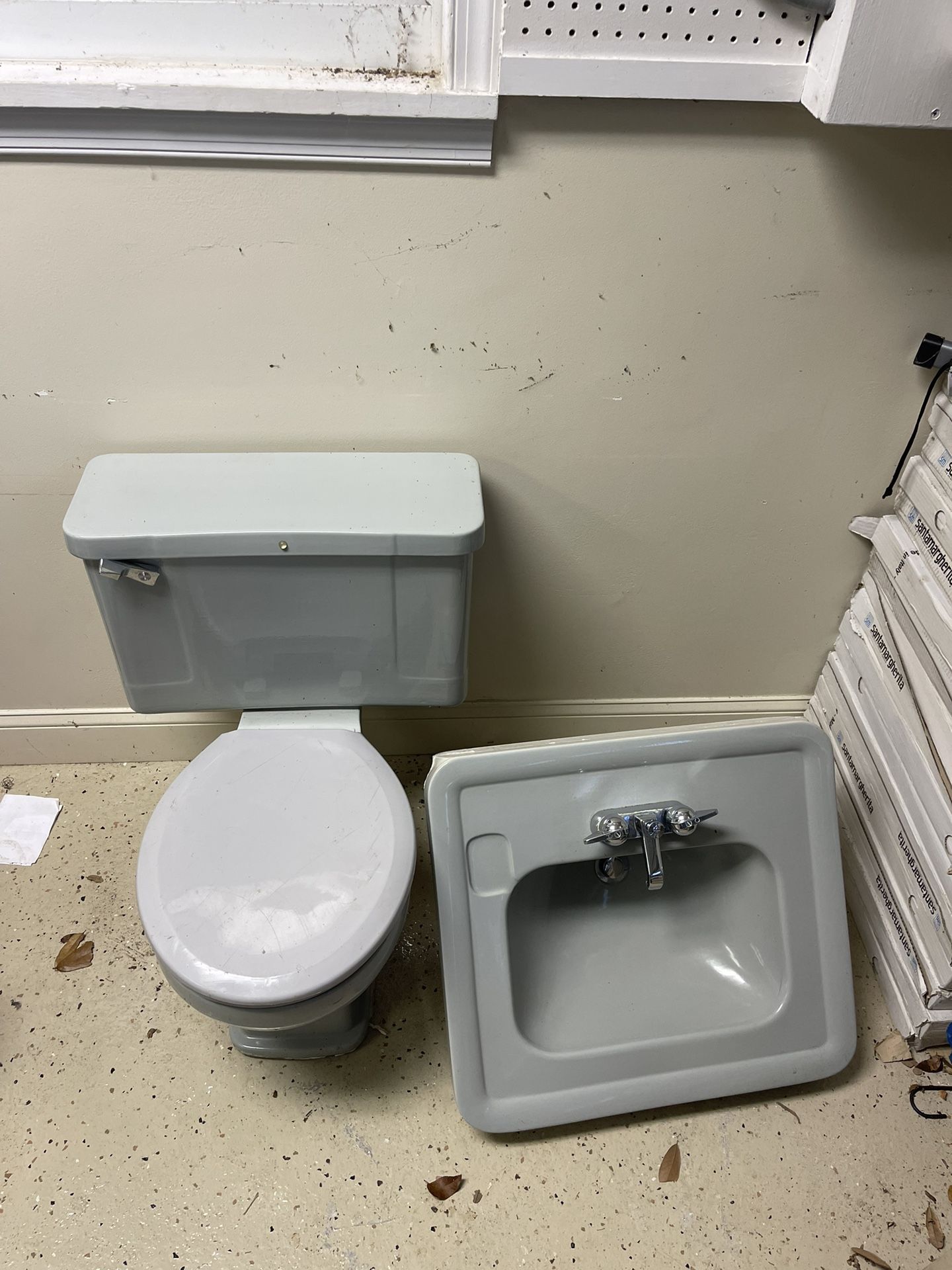 Vintage Crane Toilet And Sink Dated 1949 Dove Grey