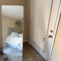 Neutypechic Wood Round Corner Full-Length Floor Mirror with Standing Foot