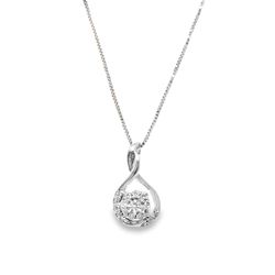 10k White Gold Diamond Twisted Curb Chain & Cremation Keepsake Pendant 1/10 ctw