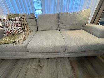 3-Seat Beige Fabric Sofa