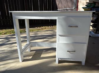 White solid wood desk w/ 2 drawers $45 OBO
