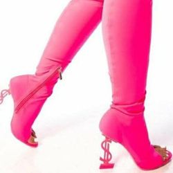 "Pink Money Sign Boots"