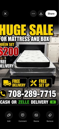 Huge sale for Mattress And Box Twin size #mattress and box 150.$ full 190$ Queen 200$ king 290$. free delivery free set up 708….289…7715… cash or Zell