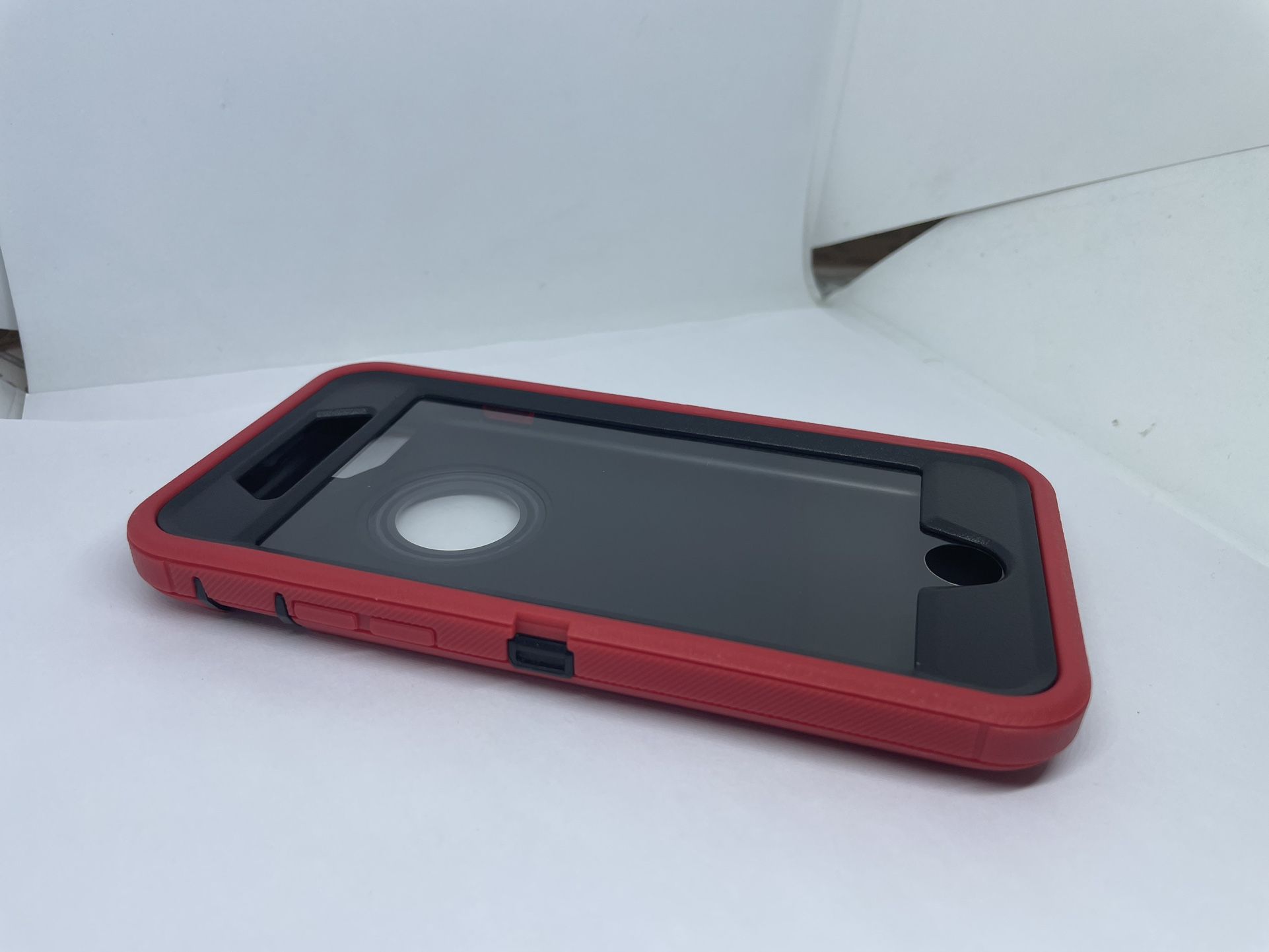 For iPhone SE , iPhone 7 / 8 Red With Black Full Cover Case Protector With Built In Screen Protector