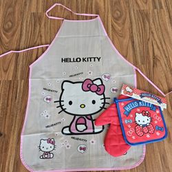 Hello Kitty Apron Pot Holder & Mittens 