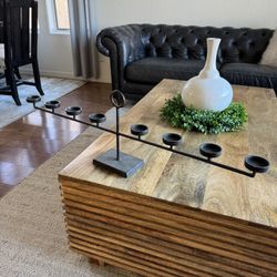 Candle Holder / Tea Light Solid Iron Candleholder / Heavy / 36” Wide By 10.5” Tall