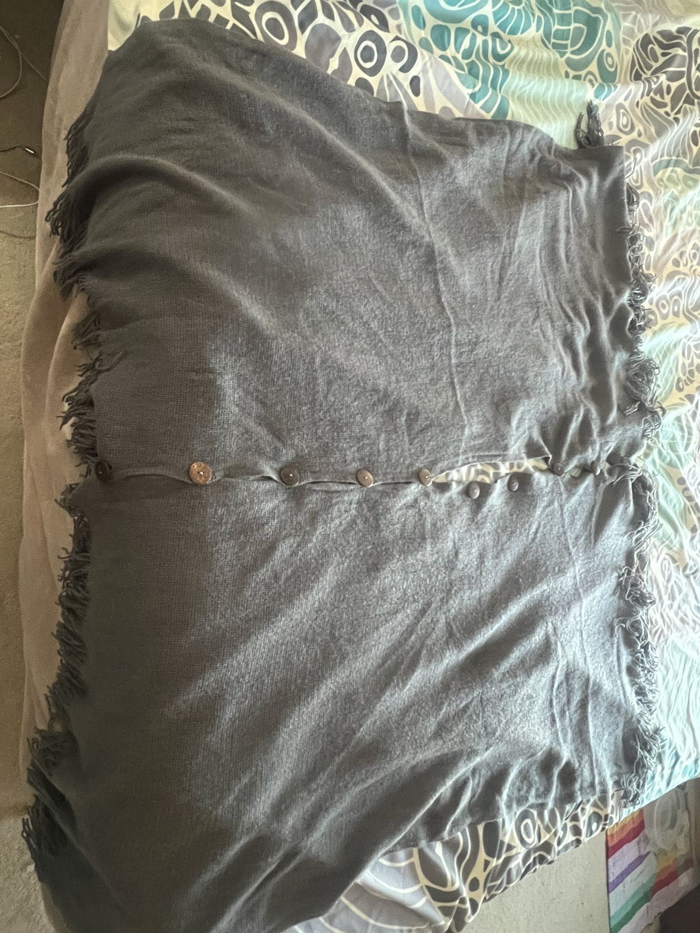 Woman’s Shawl Wrap With Coconut Buttons