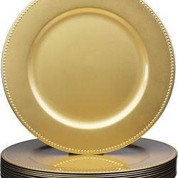 105, 13 Inch Beaded Gold Chargers 