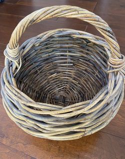 2 Wicker Baskets- Round And Rectangular