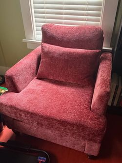 Red Upholstered Arm Chair