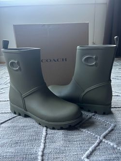 Authentic COACH Ryder Rainboots Army Green