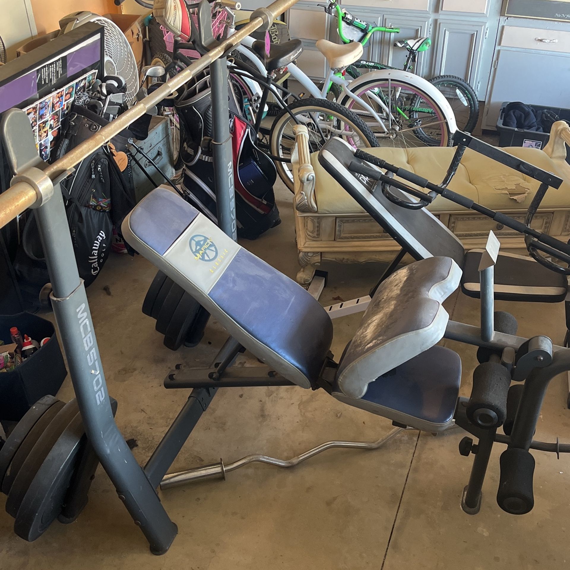 Weight Bench With Weights And Bar