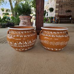 Talavera Terracotta Color Clay Pots, Planters,Plants, Pottery $65 cada uno.