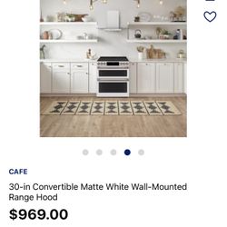 30” Ge Cafe RangeHood 1yr Manufacturers Warranty 
