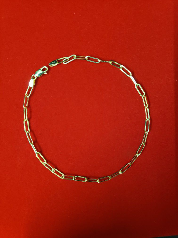 10kt Gold Paper Clip Design Anklet/Bracelet 