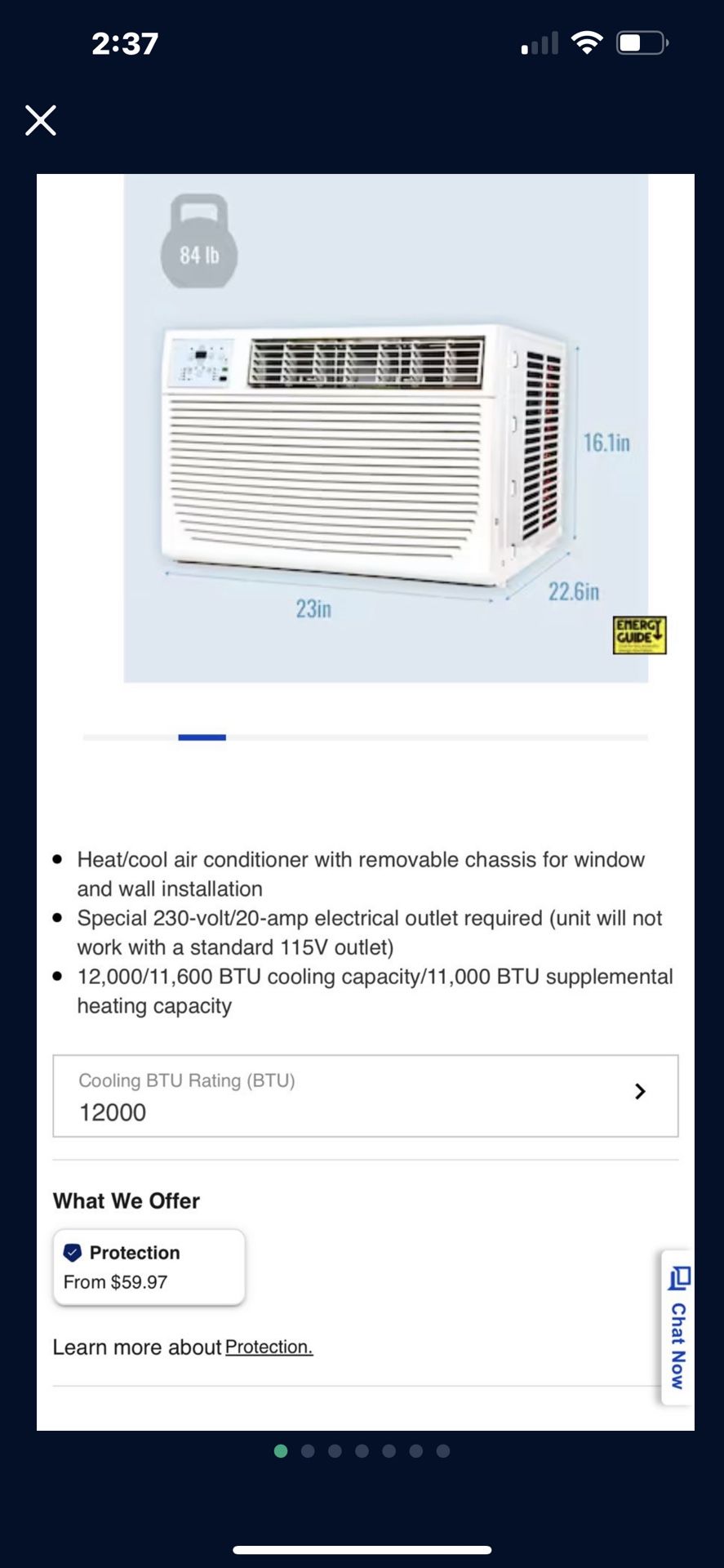 New 230v Air Conditioner 12K BTU Dual Purpose w Remote 