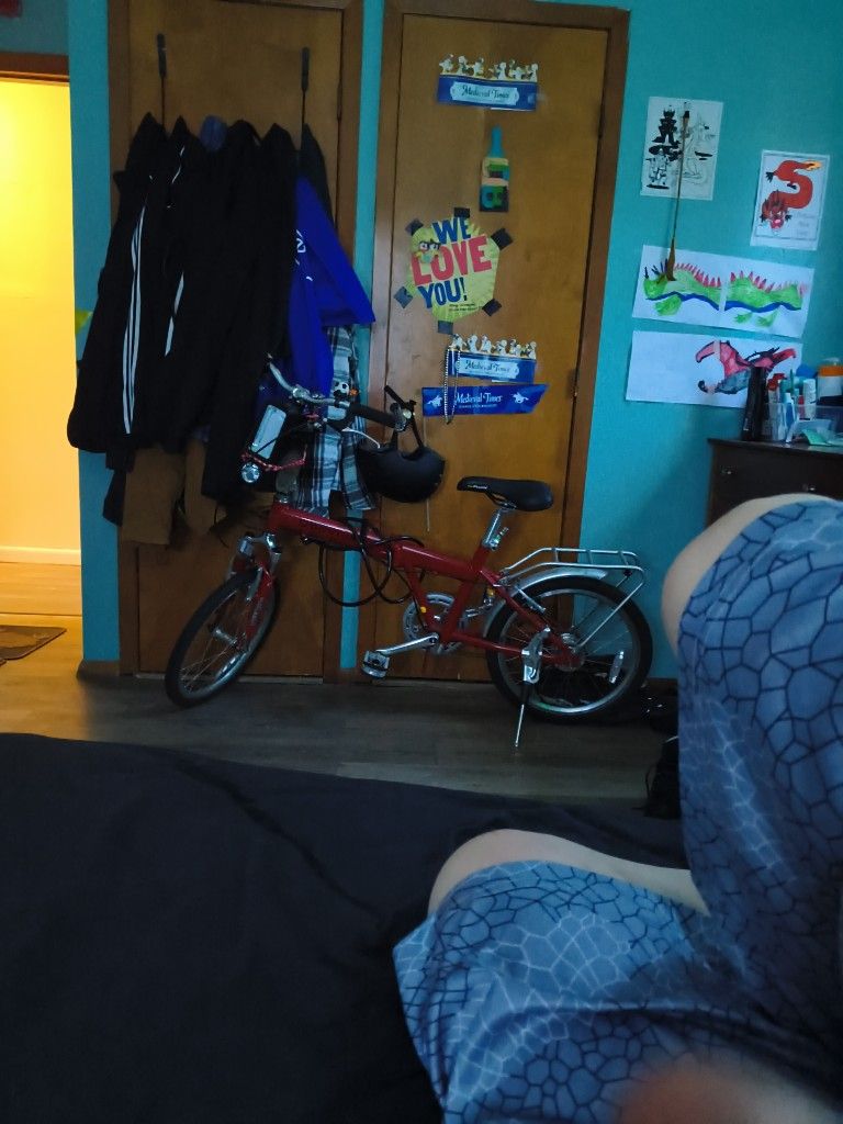 Big Red Bike With Light Up Speaker And Speaker Has Bluetooth And FM Radio