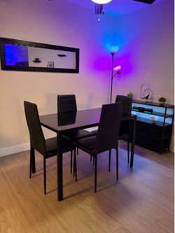 Dining table and 4 chairs + LED stand