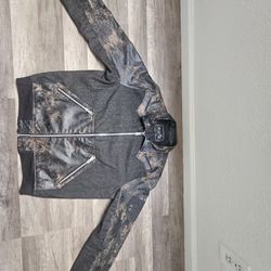 Leather Brown Acid Wash Denim & Leather Jacket 