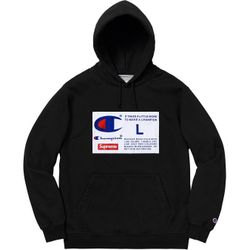Supreme®/Champion® Label Hooded Sweatshirt Large Black