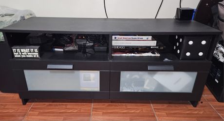 Black TV Stand with Two Drawers
