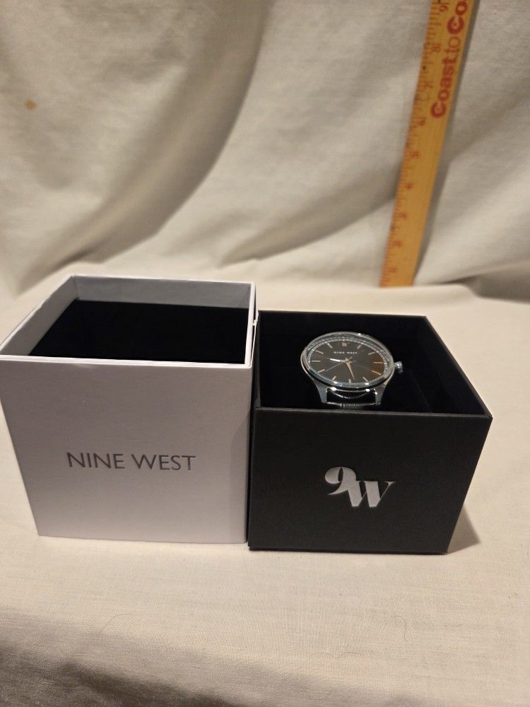 "Nine West "Bold men's "Jasper " wristwatch /black leather band,water resistant