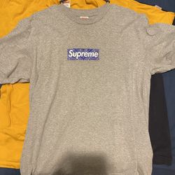 Supreme Box Logo Tee Blue Bandana Heather Grey Size M