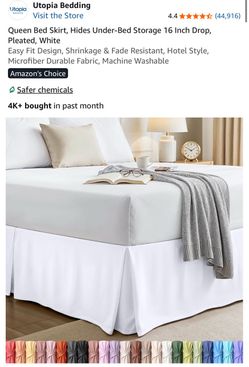 White Queen Bed Skirt - 16inch drop. h