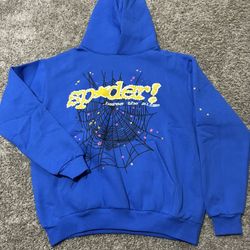 Dark Blue Sp5der Hoodie Size Large