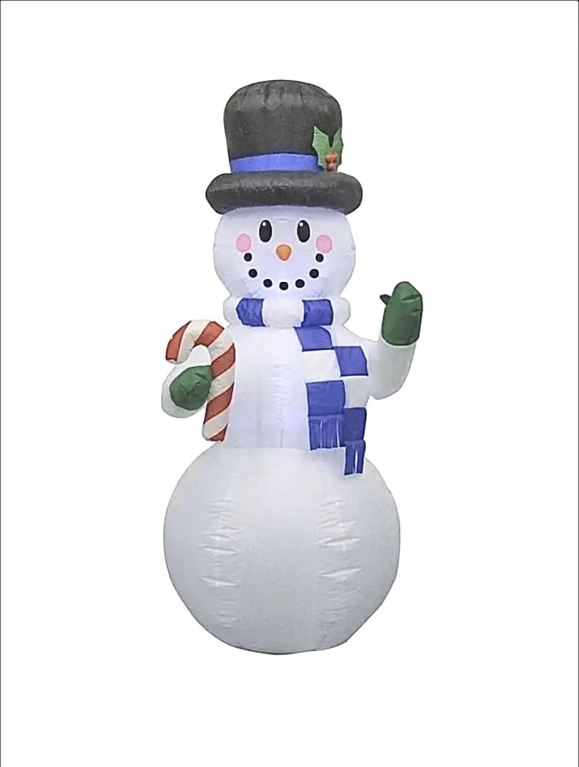 8 Ft Gemmy Airblown Inflatable LED Snowman Top Hat Candy Cane Christmas Holiday Outdoor Yard Decor
