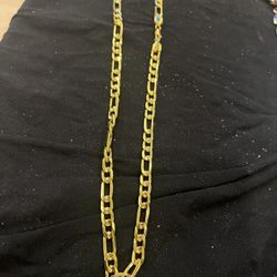 14 Kt Semi Fine (yes Real) Figaro Gold Necklace..New