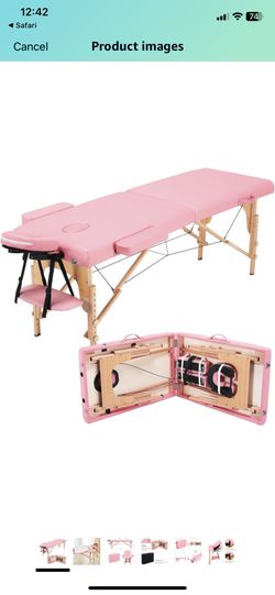 2 Pink Massage Tables, 1 Heating Pad and 1 Satin Cover