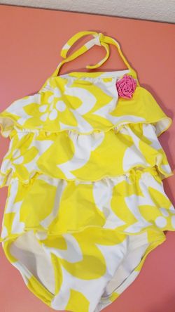 Carter's brand halter yellow & white bathing suit 12 months